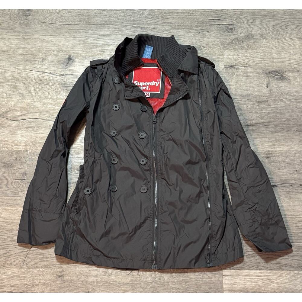 Superdry Sport JPN Men’s XS Gray Wind Jacket Double Zip Trench Coat